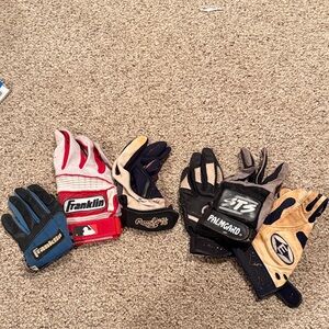 6 Assorted Baseball Used Batting Gloves child Small to Large